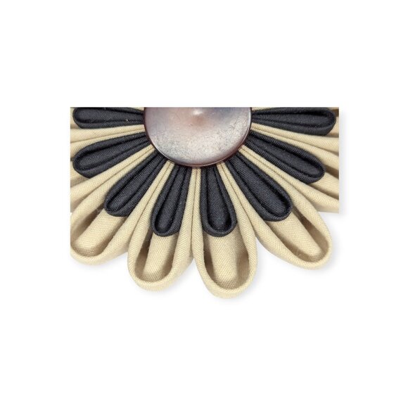 Scarlett & Maria Art Blossoms in Fabric Tan & Black Pin/Brooch 3" Handmade NWT - Picture 5 of 9